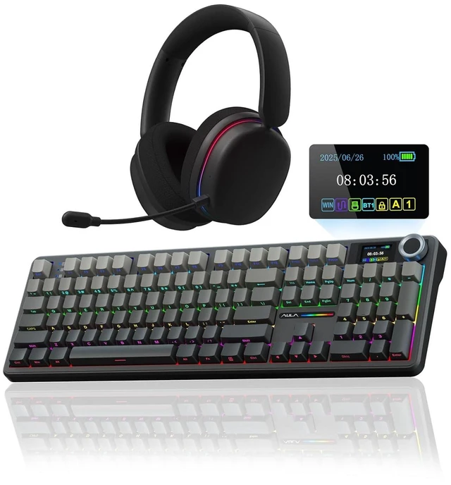 Main image of Wireless Keyboard and Headset Combo, F108 Pro Full Size Mechanical Keyboard G7 Pro Wireless Headset