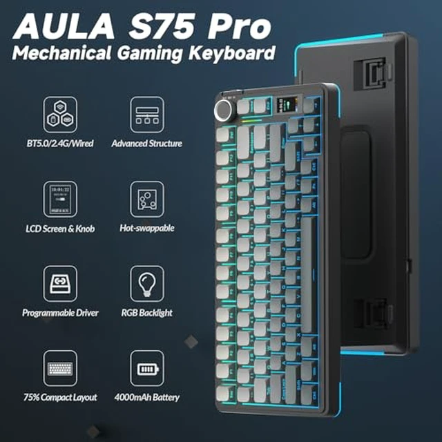 Alt view image 3 of 7 - Wireless Keyboard and Headset Combo, S75 Pro Mechanical Keyboard G7 Pro Wireless Headset