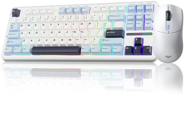 Main image of Wireless Keyboard and Mouse Combo, F87 Mechanical Keyboard+SC580 Wireless Gaming Mouse White