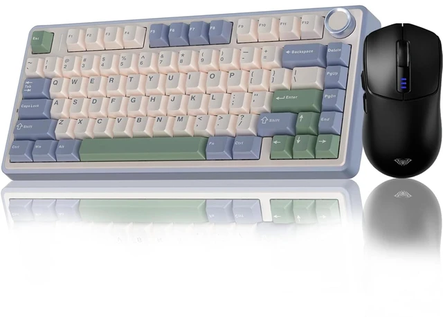 Main image of Wireless Keyboard and Mouse Combo, F75 75% Mechanical Keyboards, Gasket Hot Swappable Custom Keyboard+SC580 Wireless Gaming Mouse Black