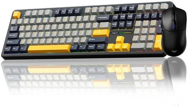 Main image of Wireless Keyboard and Mouse Combo, F108 Full Size Mechanical Keyboard SC580 Tri-Mode Gaming Mouse