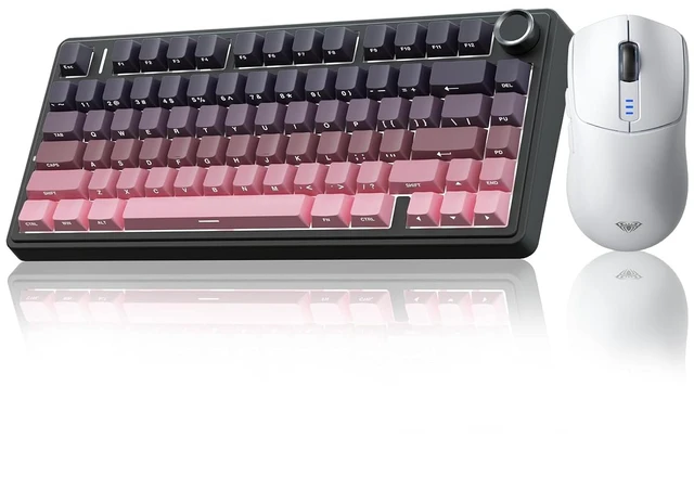Main image of Wireless Keyboard and Mouse Combo, F75 Pro Mechanical Keyboards,75% Gasket Hot Swappable Custom Keyboard+SC580 Wireless Gaming Mouse White