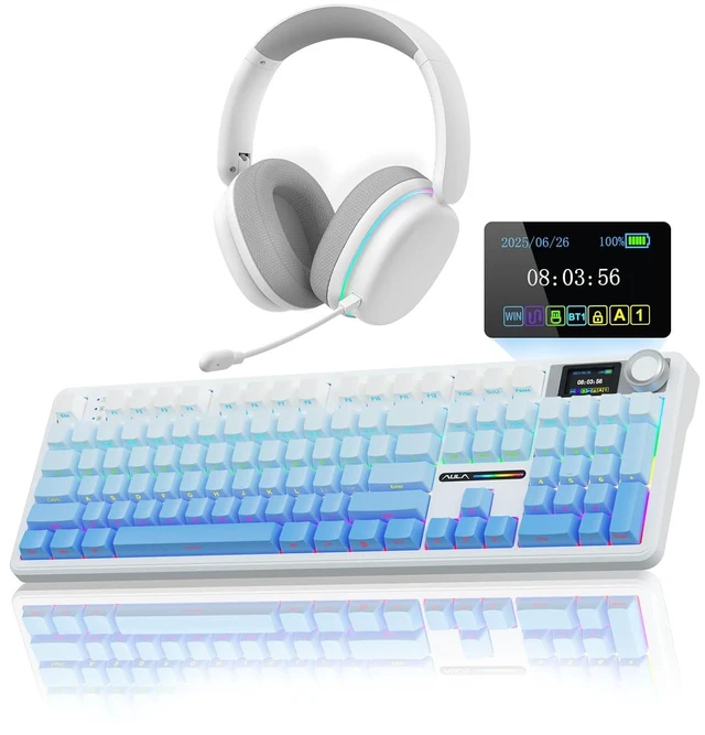 Main image of Wireless Keyboard and Headset Combo, F108 Pro Full Size Mechanical Keyboard G7 Pro Wireless Headset