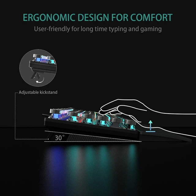 Alt view image 7 of 7 - F2088 Typewriter Style Mechanical Gaming Keyboard Wired, 104 Keys
