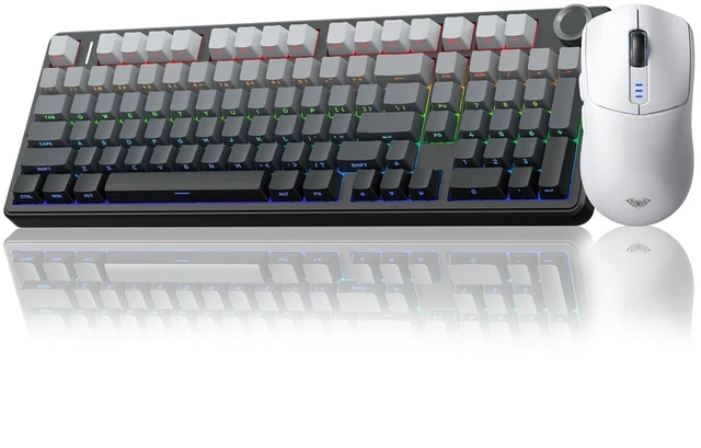 Main image of Wireless Keyboard and Mouse Combo, F99 Pro Mechanical Keyboards with Knob,Tri-Mode Hot Swappable Keyboard+SC580 Wireless Gaming Mouse White