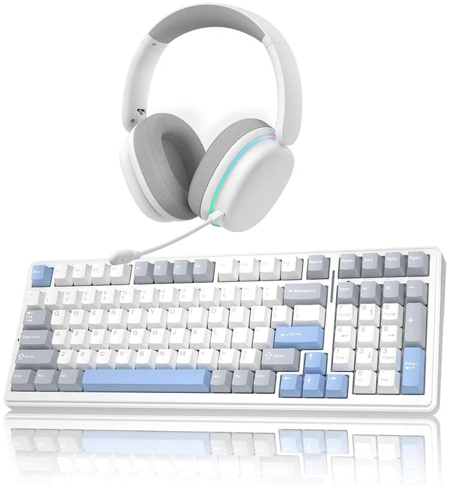 Main image of Wireless Silent Keyboard and Headset Combo, F99 Silent Mechanical Keyboard G7 Pro Wireless Headset
