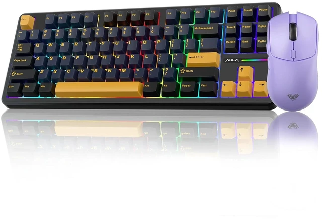 Main image of Wireless Keyboard and Mouse Combo, F87 Mechanical Keyboard+SC580X Wireless Gaming Mouse Light Purple