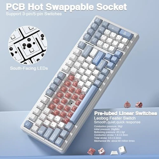 Alt view image 5 of 7 - Wireless Silent Keyboard and Headset Combo, F99 Silent Mechanical Keyboard G7 Pro Wireless Headset