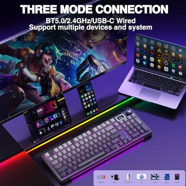 Alt view image 5 of 7 - Wireless Keyboard and Headset Combo, S98 Pro Mechanical Keyboard G7 Pro Wireless Headset