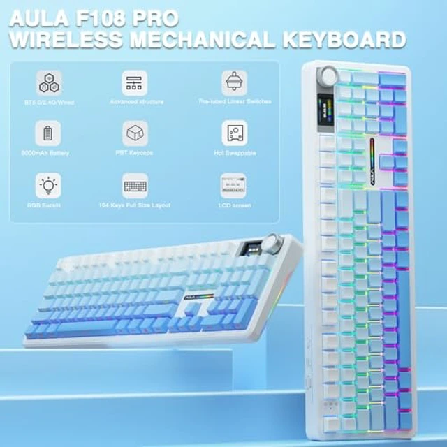 Alt view image 3 of 7 - Wireless Keyboard and Headset Combo, F108 Pro Full Size Mechanical Keyboard G7 Pro Wireless Headset