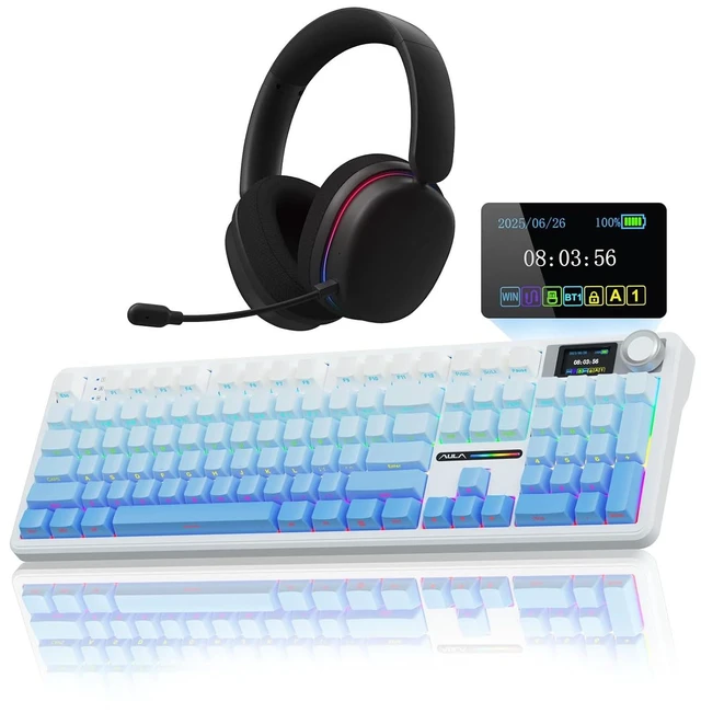 Main image of Wireless Keyboard and Headset Combo, F108 Pro Full Size Mechanical Keyboard G7 Pro Wireless Headset