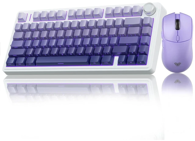 Main image of Wireless Keyboard and Mouse Combo, F75 Pro Mechanical Keyboards,75% Gasket Hot Swappable Custom Keyboard+SC580X Wireless Gaming Mouse Light Purple