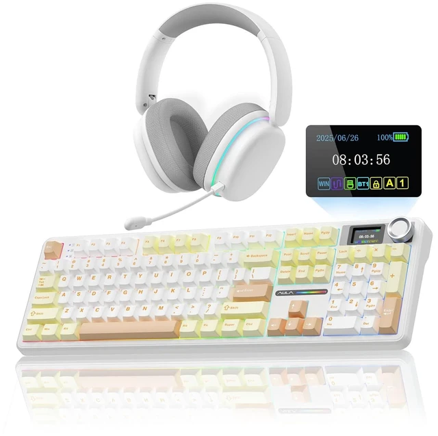 Main image of Wireless Keyboard and Headset Combo, F108 Pro Full Size Mechanical Keyboard G7 Pro Wireless Headset