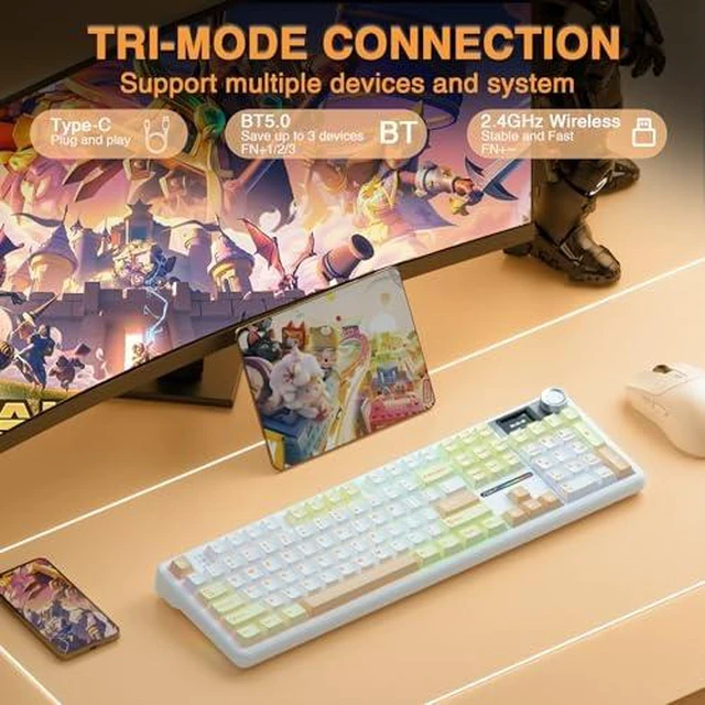 Alt view image 5 of 7 - Wireless Keyboard and Headset Combo, F108 Pro Full Size Mechanical Keyboard G7 Pro Wireless Headset