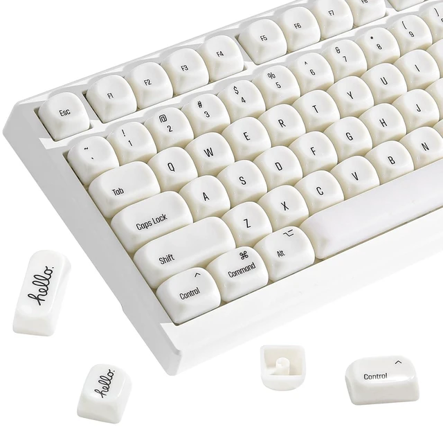 Main image of 126 Keys MOA Ceramic-Style PC Dye-Sub Keycaps (White, MOA)