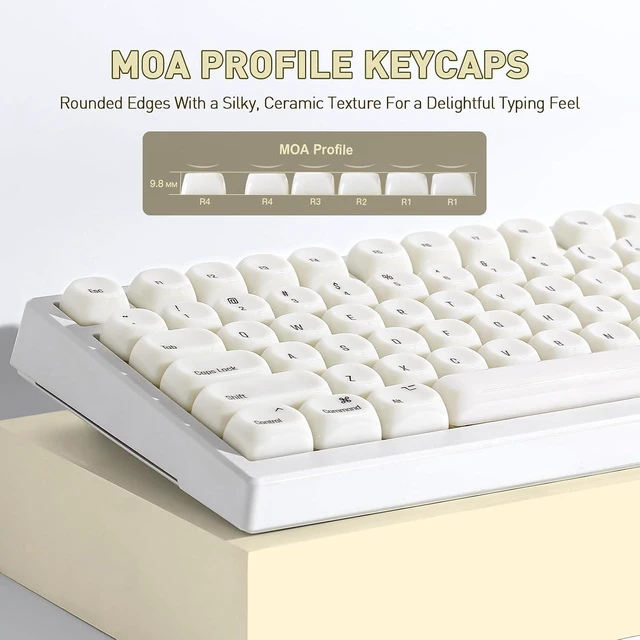 Alt view image 3 of 7 - 126 Keys MOA Ceramic-Style PC Dye-Sub Keycaps (White, MOA)