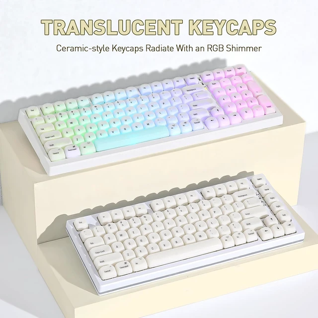 Alt view image 4 of 7 - 126 Keys MOA Ceramic-Style PC Dye-Sub Keycaps (White, MOA)