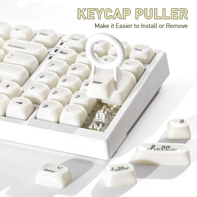 Alt view image 6 of 7 - 126 Keys MOA Ceramic-Style PC Dye-Sub Keycaps (White, MOA)