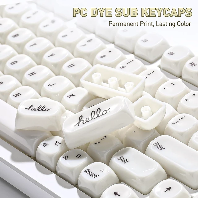 Alt view image 5 of 7 - 126 Keys MOA Ceramic-Style PC Dye-Sub Keycaps (White, MOA)