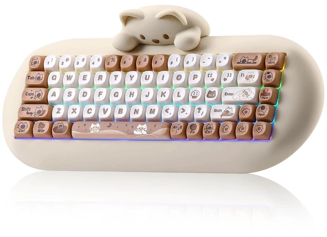 Main image of C68 Silicone Cute Cat Mechanical Keyboard (Brown,Cocoa Cream Switch)