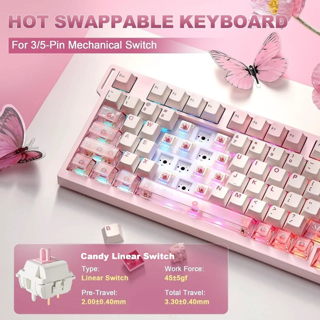 Alt view image 7 of 7 - IF75 QMK VIA Wireless Mechanical Keyboard(Pink,Candy Switch)