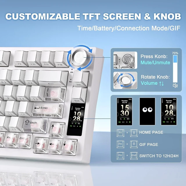 Alt view image 5 of 7 - IF75 QMK VIA Wireless Mechanical Keyboard(White,Candy Switch)