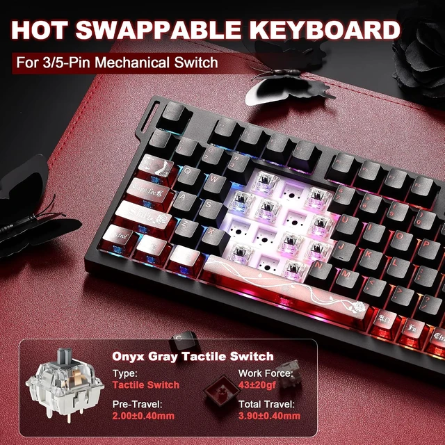Alt view image 7 of 7 - IF75 QMK VIA Wireless Mechanical Keyboard(Black,Onyx Gray Switch)
