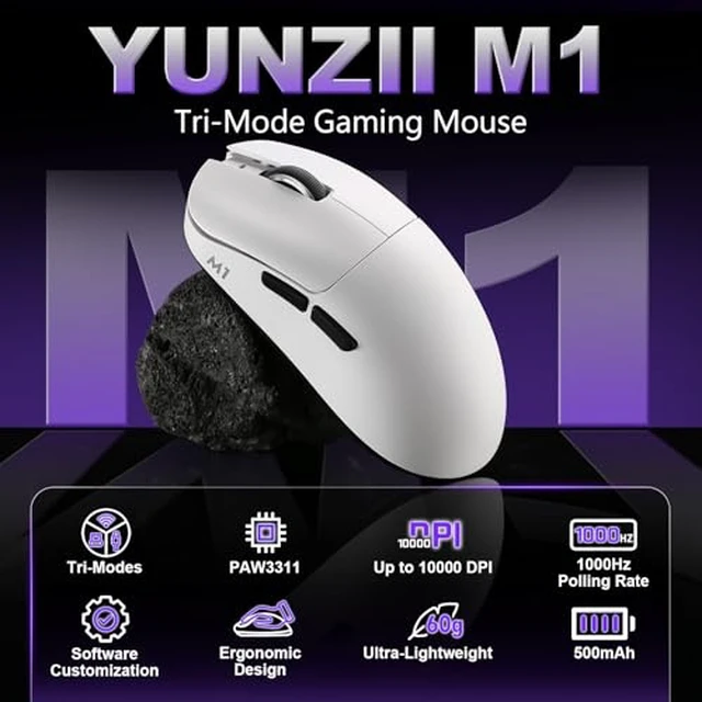 Alt view image 7 of 7 - B98 PRO Wireless Mechanical Keyboard (Blue, Milk V2 Linear Switch), M1 Wireless Mouse (White)