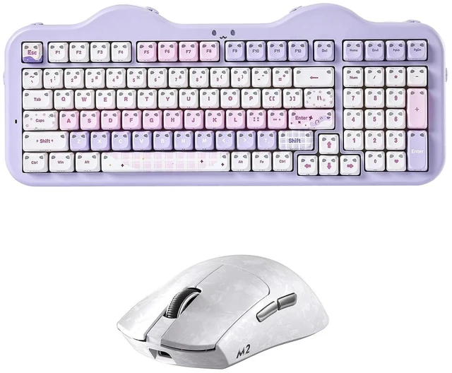 Main image of C98 Wireless Mechanical Keyboard (Purple, Candy Switch), M2 Wireless Gaming Mouse (White)