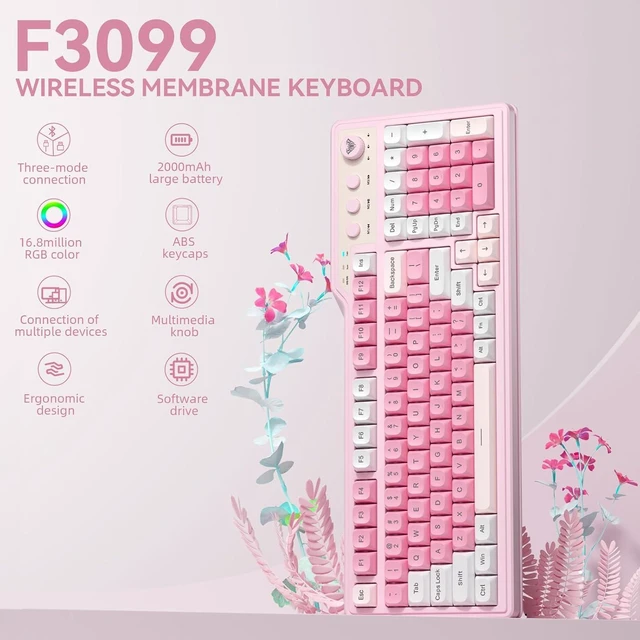Alt view image 2 of 7 - Aula F3099 Wireless Keyboard with Media Knob RGB Backlit Gaming Keyboard +SOLAKAKA SM802 Wireless Gaming Mouse