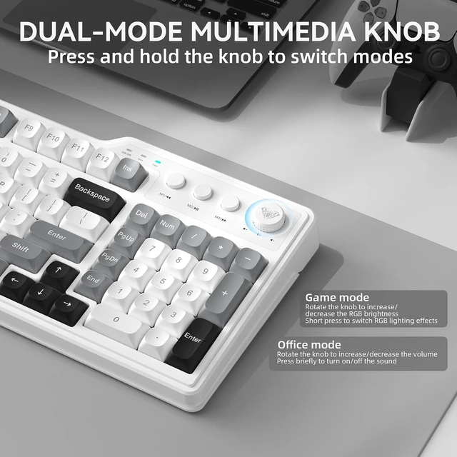 Alt view image 5 of 7 - Aula F3099 Wireless Keyboard with Media Knob RGB Backlit Gaming Keyboard +SOLAKAKA SM802 Wireless Gaming Mouse
