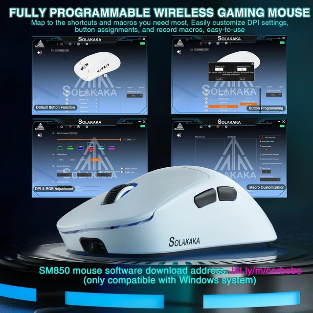 Alt view image 5 of 7 - SOLAKAKA SM850 Gaming Mouse Wireless 24000 DPI Lightweight PC Gamer Mice