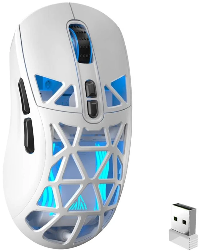 Main image of SOLAKAKA SM802 Wireless Gaming Mouse,24,000 DPI Max,Tri-Mode 2.4GHz/BT/Wired USB Rechargeable White Mouse with RGB,Programmable Macro Buttons,68g Lightweight Computer Mouse for Laptop/PC/Mac