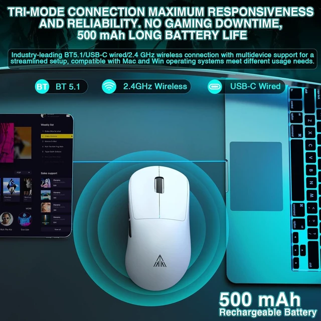 Alt view image 6 of 7 - SOLAKAKA SM850 Gaming Mouse Wireless 24000 DPI Lightweight PC Gamer Mice
