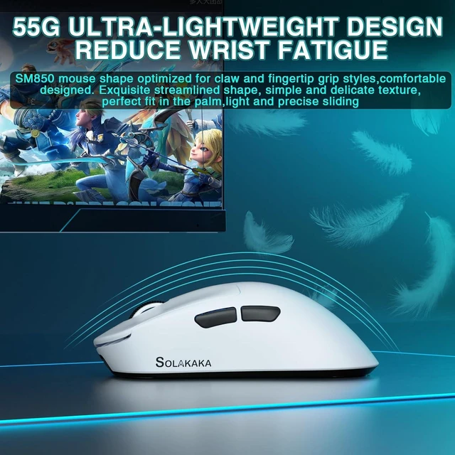 Alt view image 7 of 7 - SOLAKAKA SM850 Gaming Mouse Wireless 24000 DPI Lightweight PC Gamer Mice