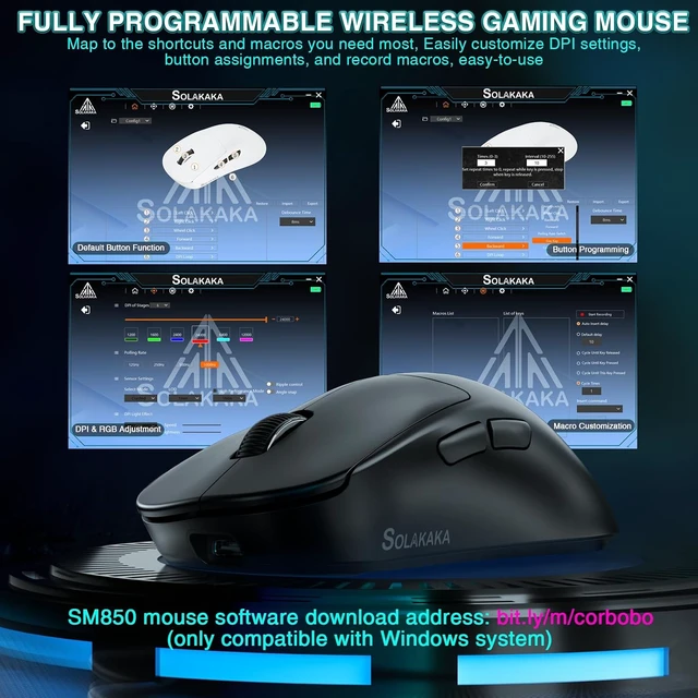 Alt view image 5 of 7 - SOLAKAKA SM850 - Wireless Gaming Mouse - Programmable Buttons for Win/Mac