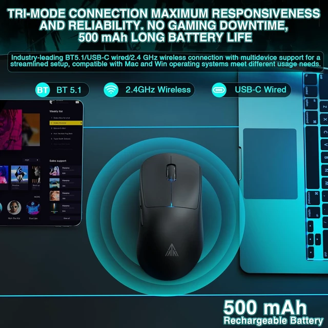 Alt view image 6 of 7 - SOLAKAKA SM850 - Wireless Gaming Mouse - Programmable Buttons for Win/Mac