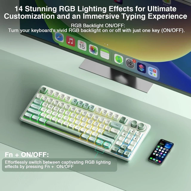 Alt view image 5 of 7 - SOLAKAKA SK90 75% Wireless Gaming Keyboard with Media Knob & Number Pad