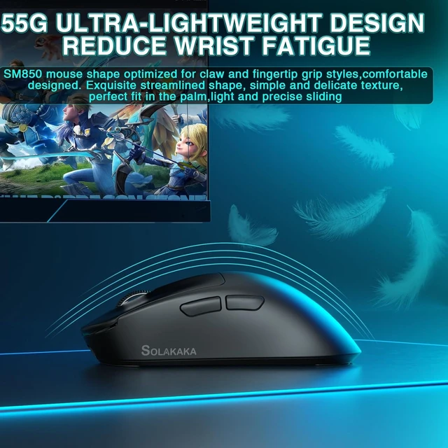 Alt view image 7 of 7 - SOLAKAKA SM850 - Wireless Gaming Mouse - Programmable Buttons for Win/Mac