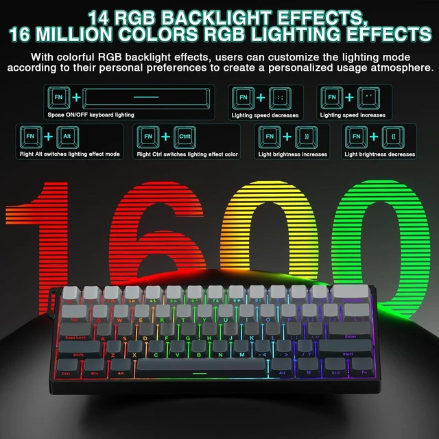 Alt view image 6 of 7 - Aula WIN60 HE - 60% Mechanical Gaming Keyboard Wired, Hall Effect Magnetic Switch Hot Swappable,8000 Hz Polling Rate, RGB Keyboard 60 Percent Compact Design for PC (Gradient Gray)