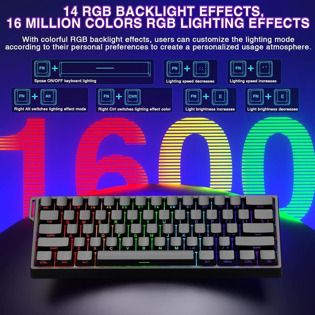 Alt view image 7 of 7 - Aula WIN60 HE - 60% Mechanical Gaming Keyboard Wired, Magnetic Switch Hot Swappable, Adjustable Actuation Rapid Trigger Mode, 8000 Hz Polling Rate, RGB Small Keyboard 60 Percent Compact Design for PC