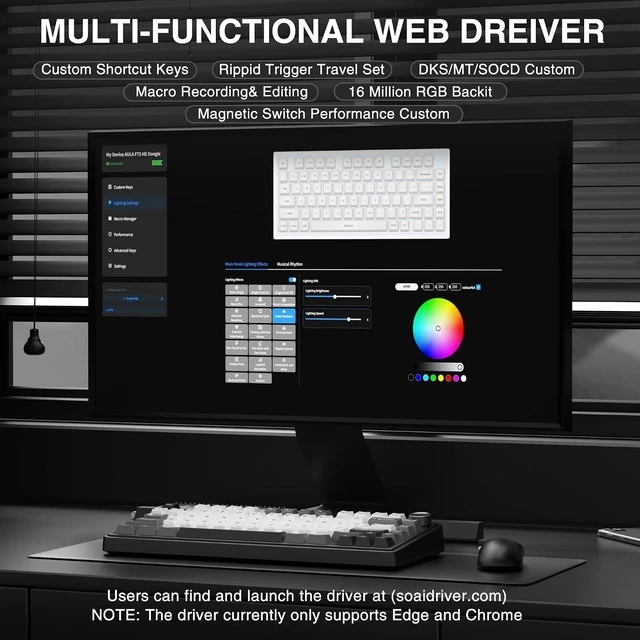 Alt view image 7 of 7 - Aula F75 HE Wireless Gaming Keyboard Hall Effect Magnetic Switch Keyboard