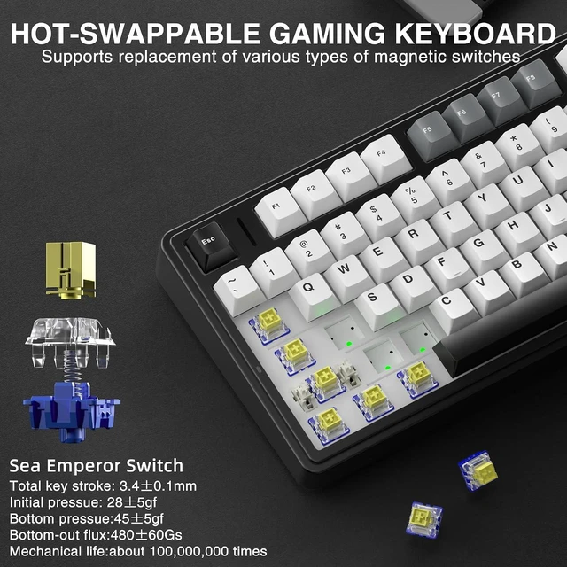 Alt view image 5 of 7 - Aula F75 HE Wireless Gaming Keyboard Hall Effect Magnetic Switch Keyboard