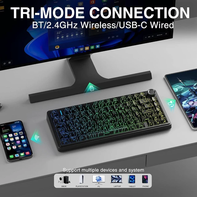 Alt view image 3 of 7 - Aula F75 HE Wireless Gaming Keyboard Hall Effect Magnetic Switch Keyboard