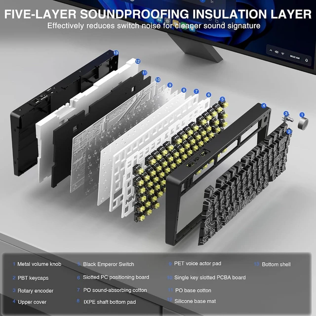 Alt view image 5 of 7 - Aula F75 HE Wireless Gaming Keyboard Hall Effect Magnetic Switch Keyboard