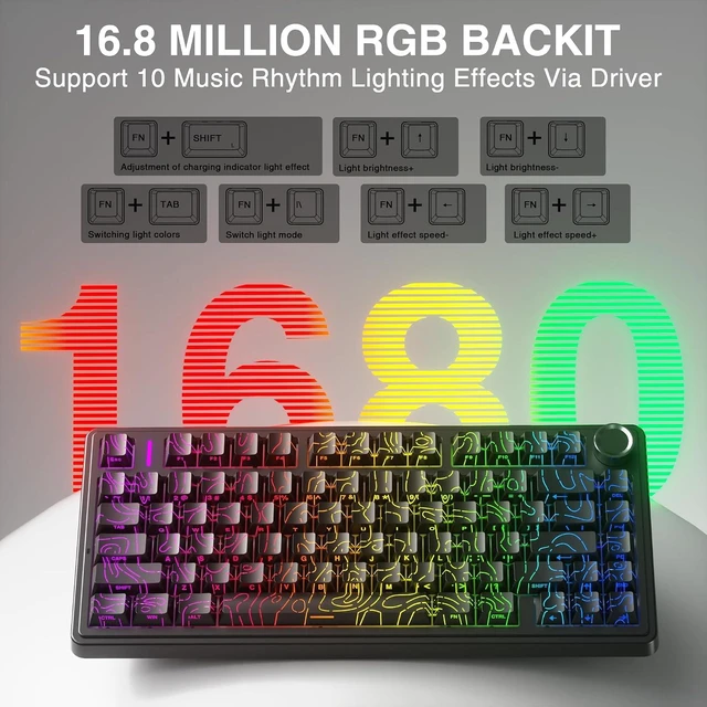 Alt view image 6 of 7 - Aula F75 HE Wireless Gaming Keyboard Hall Effect Magnetic Switch Keyboard
