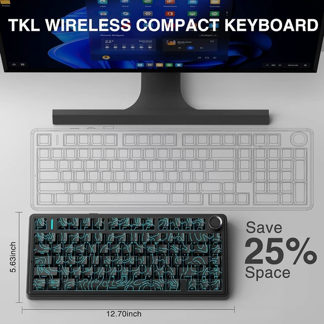 Alt view image 7 of 7 - Aula F75 HE Wireless Gaming Keyboard Hall Effect Magnetic Switch Keyboard