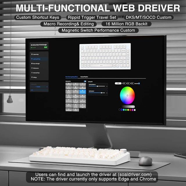 Alt view image 5 of 7 - Aula F75 HE Wireless Gaming Keyboard Hall Effect Magnetic Switch Keyboard
