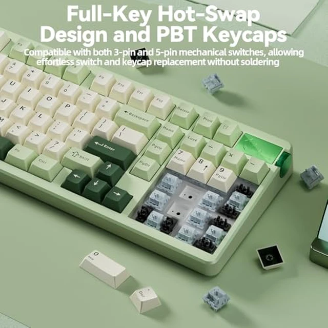 Alt view image 7 of 7 - LEOBOG A98 Wireless Mechanical Keyboard and Mouse Combo, RGB Backlit Rechargeable 8000mAh Battery, Creamy Keyboard with Number Pad+ 2400DPI Mice, Programmable Keyboard Mouse with Software for PC Gamer