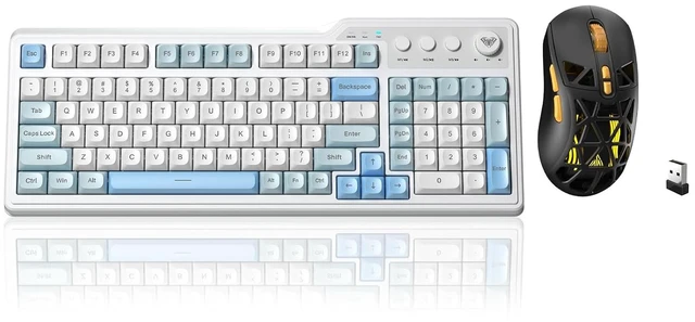 Main image of Aula F3099 Wireless Keyboard and Mouse Combo, Tri-Mode BT5.0/2.4GHz/USB-C Cute Creamy Keyboard with Number Pad+ SM802 Wireless Gaming Mouse,24,000 DPI Max68g Lightweight Computer Mouse for Laptop/PC